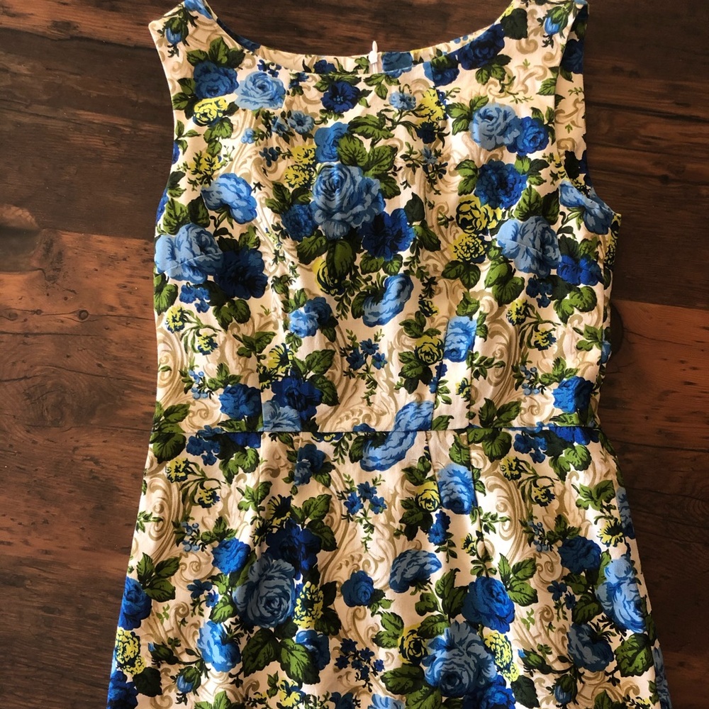 Vintage Blue Flower straight line dress